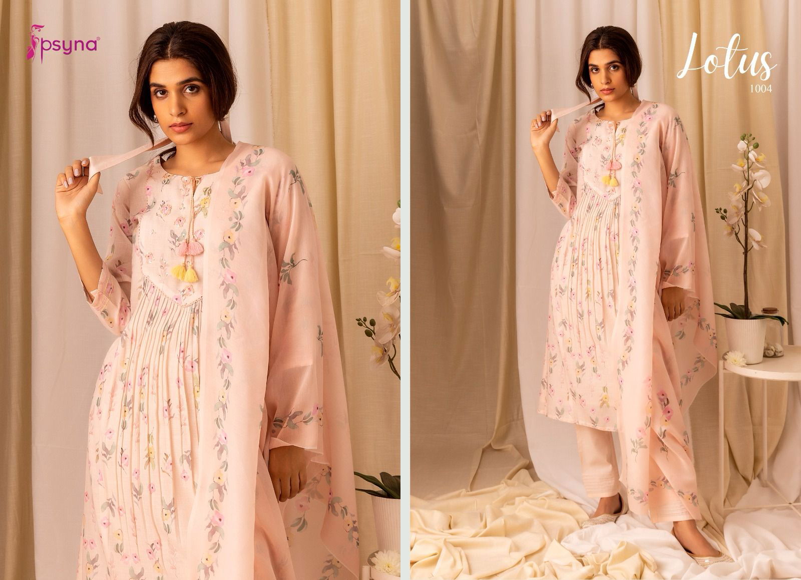 Lotus By Psyna Poly Linen Printed Readymade Suits Wholesale Clothing Suppliers In India
